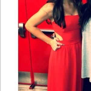 Lulu’s Red Open Back with Bow Maxi Dress
